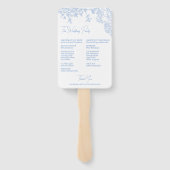 Blue Chinoiserie Toile de Jouy Wedding Programma Handwaaier (Achterkant)