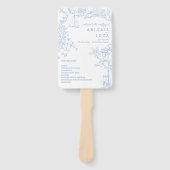 Blue Chinoiserie Toile de Jouy Wedding Programma Handwaaier (Voorkant)