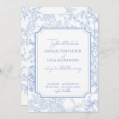 Blue Chinoiserie Toile de Jouy Wedding Save Datum Kaart (Voorkant / Achterkant)
