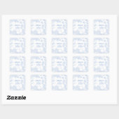 Blue Chinoiserie Toile de Jouy Wedding Save Datum Vierkante Sticker (Vel)