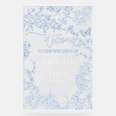 Blue Chinoiserie Toile Jouy Affiche de bienvenue M (Recto)