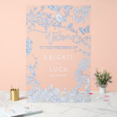 Blue Chinoiserie Toile Jouy Affiche de bienvenue M (Mariage)