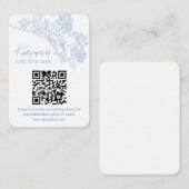 Blue Chinoiserie Toile Wedding Website RSVP QR cod Informatiekaartje (Voorkant / Achterkant)
