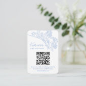 Blue Chinoiserie Toile Wedding Website RSVP QR cod Informatiekaartje (Staand voorkant)