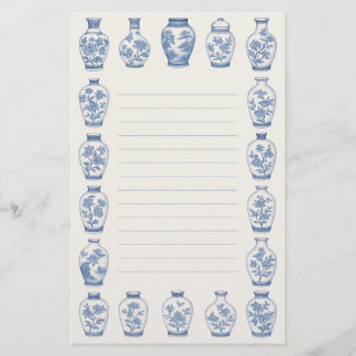 Blue Chinoiserie Vase Stationery – Elegant Lined Briefpapier