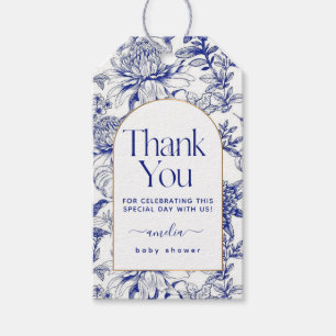 Blue Chinoiserie Victoriaans Bloemen baby shower Cadeaulabel