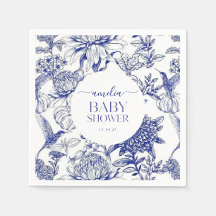 Blue Chinoiserie Victoriaans Bloemen baby shower Servet