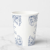 Blue Chinoiserie Vintage Floral Baby Shower Papieren Bekers (Rechts)
