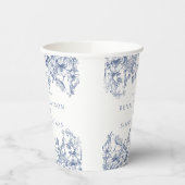 Blue Chinoiserie Vintage Floral Wedding Papieren Bekers (Links)
