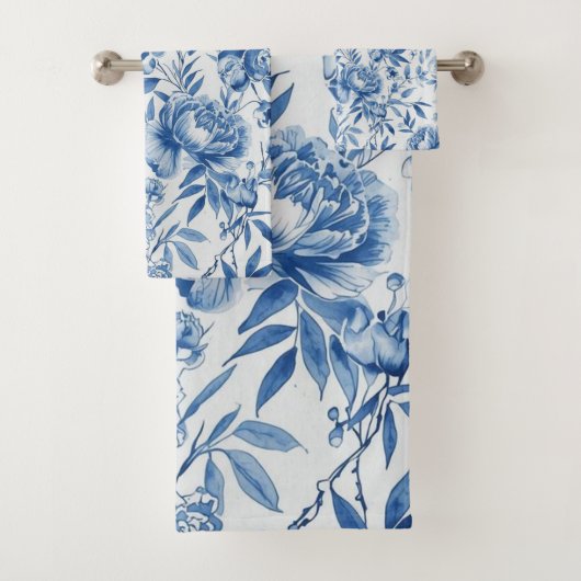 Blue Chinoiserie Watercolor Floral Botanical (En situation)