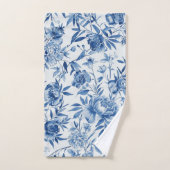 Blue Chinoiserie Watercolor Floral Botanical (Serviette à main)