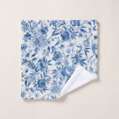 Blue Chinoiserie Watercolor Floral Botanical (Gant de toilette)
