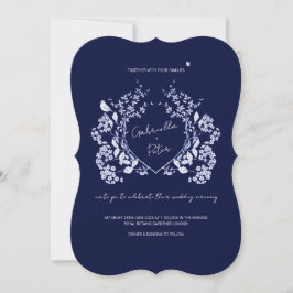 Blue Chinoiserie Wedding Invitation Kaart