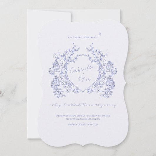 Blue Chinoiserie Wedding Invitation Kaart (Voorkant)