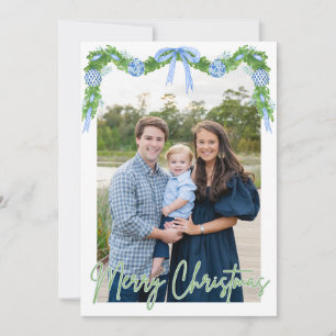 Blue Chinoserie Ornament Green Banner Kaart