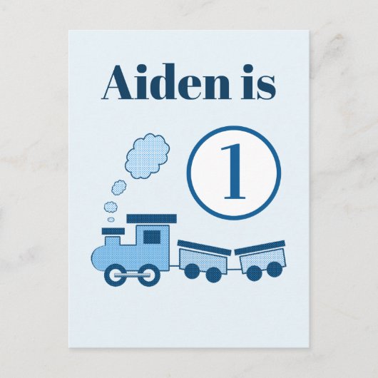 Blue Choo Choo Train Briefkaart (Voorkant)