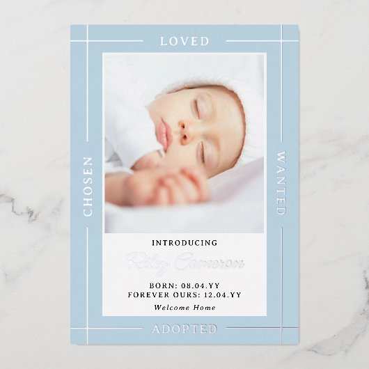 Blue Chosen Loved Introduction Folie Uitnodiging (Voorkant)