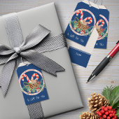 Blue Christmas Candy Cane Cadeaulabel