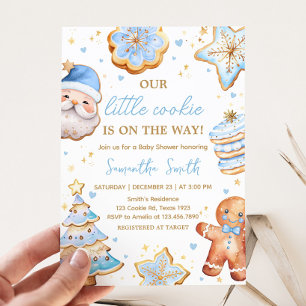 Blue Christmas Cookie Baby shower Kaart