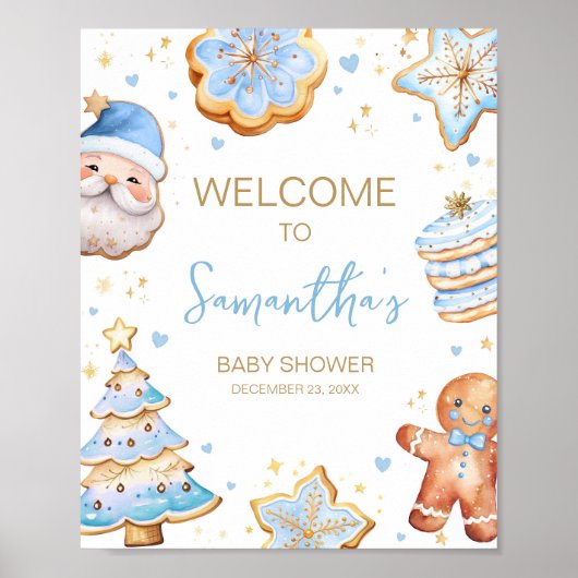 Blue Christmas Cookie Welkom Poster (Voorkant)