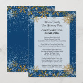 Blue Christmas Family Dinner Menu Modèle (Devant / Derrière)