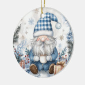 Blue Christmas Gnome Keramisch Ornament (Links)