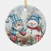 Blue Christmas Gnome  Keramisch Ornament (Voorkant)