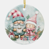 Blue Christmas Gnome Keramisch Ornament (Voorkant)
