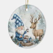 Blue Christmas Gnome Keramisch Ornament (Links)