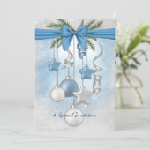 Blue Christmas Multiple Ornaments Party Invitation (Debout devant)