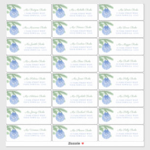 Blue Christmas Ornament Gast Adresetiketten Sticker