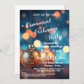 Blue Christmas Ornament Party Invitation Kaarten (Voorkant / Achterkant)