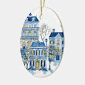 Blue Christmas Oval Ornament – Holiday Tree Decor (Links)