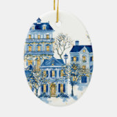 Blue Christmas Oval Ornament – Holiday Tree Decor (Achterkant)