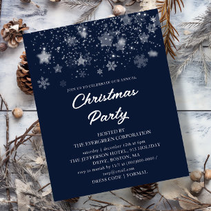 Blue Christmas Party Budget Uitnodiging