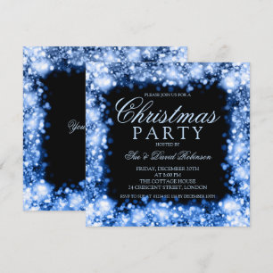 Blue Christmas Party Sparkling Lights Kaart
