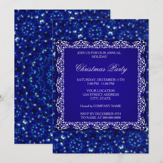 Blue Christmas Party Vakantie uitnodiging (Voorkant / Achterkant)