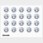 Blue Christmas Penguin Ronde Sticker (Vel)