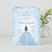 Blue Christmas Princess Quinceanera Invitation (Debout devant)