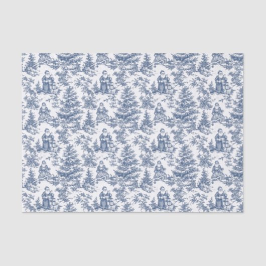 Blue Christmas Santa Toile Tissuepapier (Voorkant)
