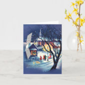 Blue Christmas Scene Kaart (Gele Bloem)