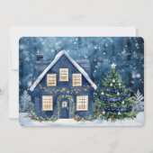 Blue Christmas Snow Winter Scene House (Voorkant)