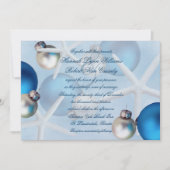Blue Christmas Starfish Plage Mariage Invitation (Devant)