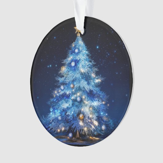 Blue Christmas Tree Acrylic Ornament (devant)