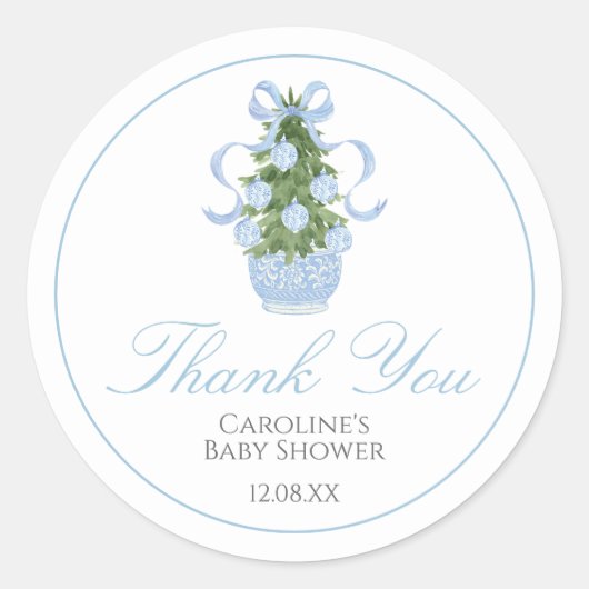 Blue Christmas Tree Baby shower Sticker (Voorkant)