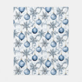 Blue Christmas Tree Ornamenten Pattern Fleece Deken (Voorkant)