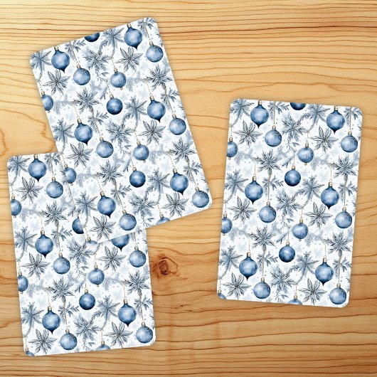 Blue Christmas Tree Ornamenten Pattern Pokerkaarten