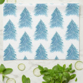 Blue Christmas Tree Pattern Waterverf Vakantie Theedoek (Gevouwen)