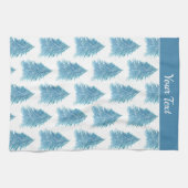 Blue Christmas Tree Pattern Waterverf Vakantie Theedoek (Horizontaal)