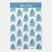 Blue Christmas Tree Pattern Waterverf Vakantie Theedoek (Verticaal)